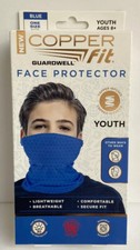 New Copper Fit Face Mask Protector Kids Age 8+ Blue UPF30 Lightweight Washable