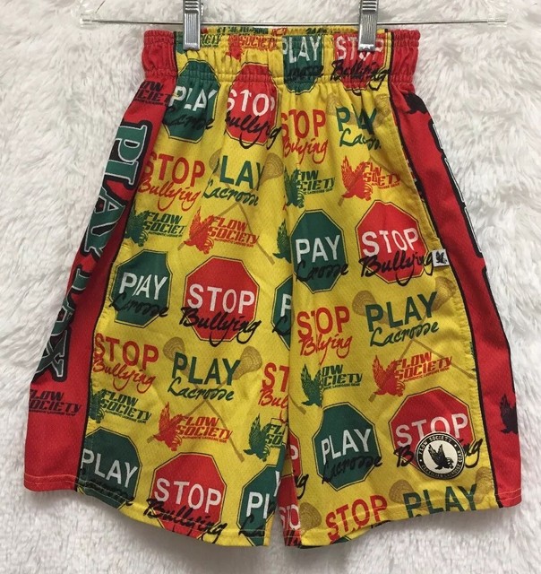 Rare Flow Society Youth Sz S Stop Bullying Lacrosse Shorts EUC V eBay