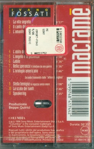 Ivano Fossati - Macrame' Mc Sigillata K7 Cassette Tape Italy - Picture 2 of 2