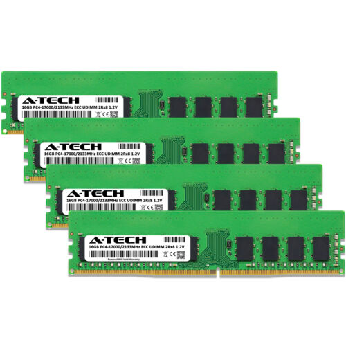 A-Tech 64GB 4x 16GB 2Rx8 PC4-17000E DDR4 2133 MHz ECC UDIMM Server Memory RAM - Picture 2 of 4