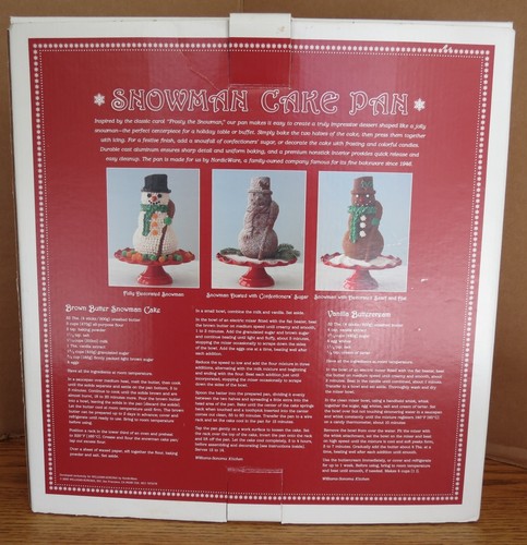 Snowman Cake Pan Bundt Bakeware 3-D Williams-Sonoma Nordic Ware Made In USA 2005 - Picture 5 of 9