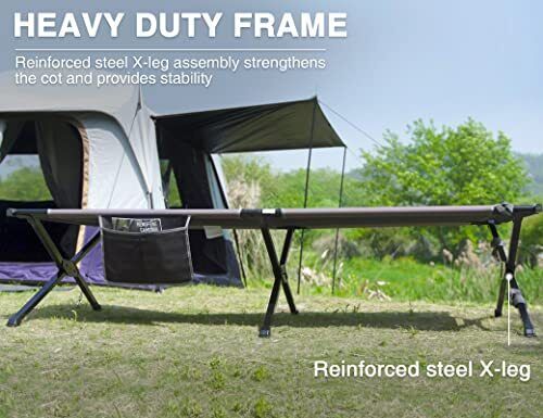 Extra Wide Camping Cot for Adults Oversized XXL upgraded with zipper Black - Picture 5 of 7
