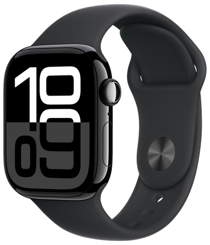 Apple Watch 10 GPS Diamantschwarz Alu 42mm Sportarmband Schwarz S/M MWWE3 - Bild 1 von 2