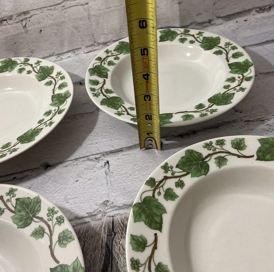"Juego de 6 cuencos de sopa de colección Vogue Governor's Mansion borde de hiedra verde 8"" EE. UU. Foto 4 de 4