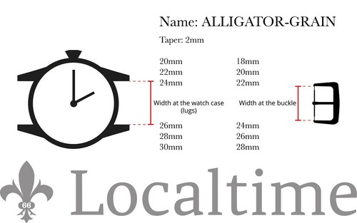 LIQUIDACIÓN Correas de reloj de cuero de becerro italiano de grano de cocodrilo de 20-30 mm y 9 colores - Imagen 12 de 21