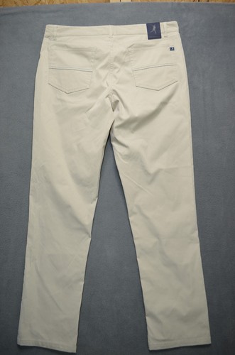 Live Forever Golf Performance Pants 5 Pocket Men Size 35x32 Khaki Beige - Picture 9 of 11