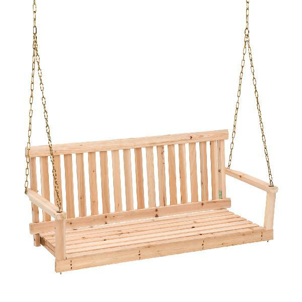 Porch Patio Swing with Chains 5 Ft Natural Finish Durable Hardwood 400 lb Weight Verrassende uitstekende waarde, lage prijs