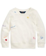NWT Polo Ralph Lauren Little Girls White French Terry Pullover 5 pjl0821