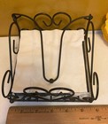 Cocktail Napkin Holder Black Scroll Metal & New Bonus Napkins 6" x 6"