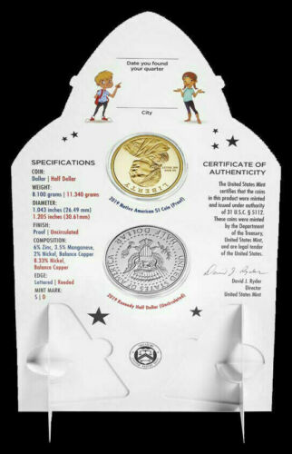 2019 ROCKETSHIP 2 MÜNZSET OGP KENNEDY & NATIVE AMERICAN SPASS SET - Bild 3 von 4