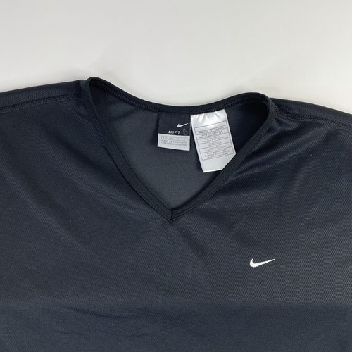 Vintage Nike Shirt Large 12-14 Black Youth Girls Dri-Fit Swoosh Short Sleeve Tee - Picture 4 of 9