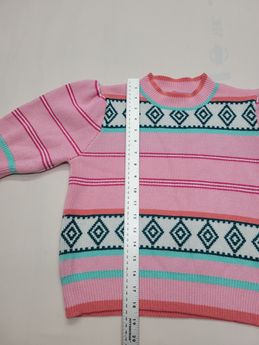 THML Anthropologie Puff Sleeve Sweater Polo Stripe Preppy Spring Ribbed Cuff Hem - Picture 9 of 13