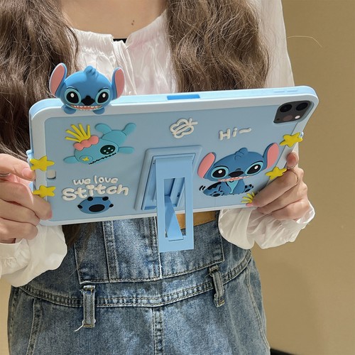 Cute Stitch Silicone Shockproof Stand Case For iPad 7/8/9/10th 10.2 10.9 Air10.9 - Picture 3 of 13