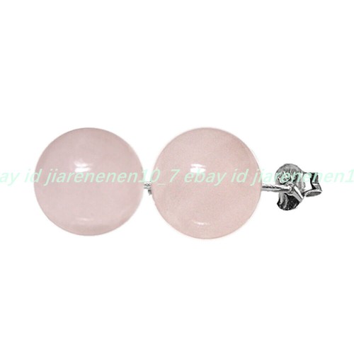 10mm GENUINE ROSE QUARTZ BEAD / BALL 925 SILVER STUD EARRINGS - Picture 10 of 12