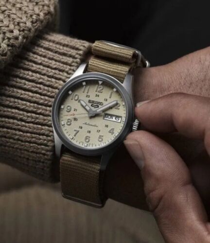Seiko 5 Sports 🍺Automatic Beige Dial Men's Watch SRPJ83 (BNS)!! - Picture 3 of 14