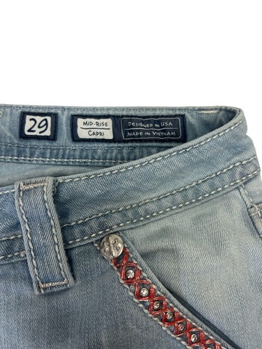 Miss Me Jeans Damen 29 hellblau rosa Verzierungen Cowgirl Coastal Western - Bild 9 von 13