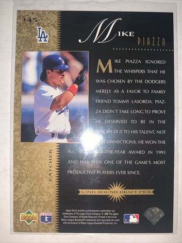 1996 Upper Deck - Beat the Odds #145 Mike Piazza - Afbeelding 2 van 2