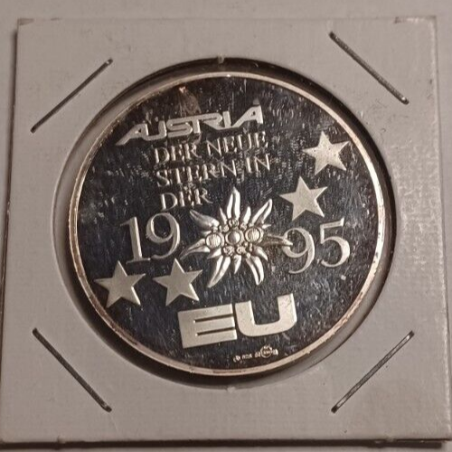 Austria Silver Coin EU 5 Ecu Crown Sized - Picture 1 of 2