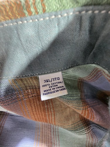 Tommy Bahama Jeans Hemd Herren 3XL orange grün kariert Knopfleiste Langarm Freizeit - Bild 10 von 12