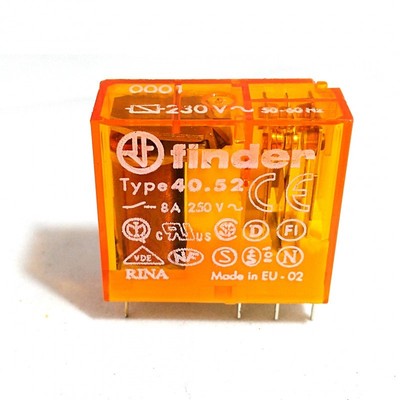 Relè Elettromagnetico DPDT 8A 250V Arancione 40.52 FINDER Mod