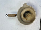 Le Creuset Saucepan Orange Enamel Cast Iron Teak Spout 14cm France