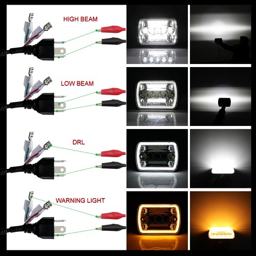Par de faros halo LED 5X7 7x6" alto/bajo para Ford F150 F250 F350 Ranger 1976-1986 - Imagen 4 de 12