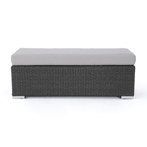 46.5" 2 Person Outdoor PE Rattan Bench Patio Backless Bench Garden Bench Cushion - Picture 3 of 12
