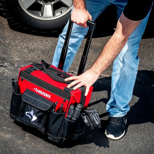 Husky 14 Zoll Rollende Werkzeugtasche mit stapelbaren 12 Zoll Wetterfeste Werkzeugtasche rot - Bild 11 von 14