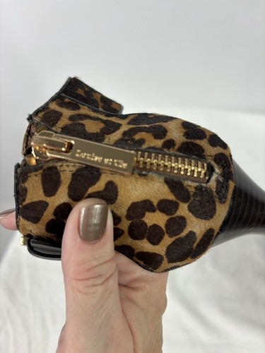 Louise et Cie Peeptoe Booties Heels Leopard Animal Print Brown Black 8.5 B Calf - Picture 15 of 17