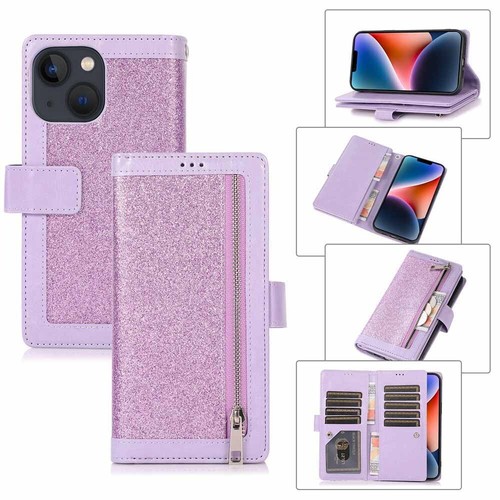 Étui portefeuille fermeture éclair en cuir scintillant pour iPhone 14 Pro Max 13 12 11 XR 6 7 8 - Photo 10 sur 49