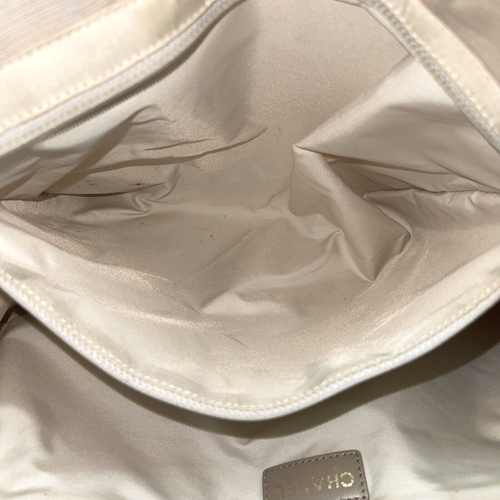 Auténtico Bolso de Mano Chanel Línea de Viaje Beige Nylon Jacquard Cuero Laptop Playa - Imagen 19 de 21