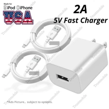 For iPhone 6 6s 7 8 X XR XS 11 12 13 USB Fast Wall Charger Brick Charging Cable