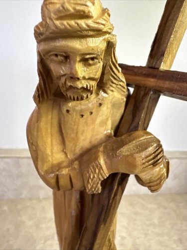 Statue handgefertigt Jesus trägt Kreuz Jerusalem Olivenholz im Heiligen Land - Bild 2 von 11