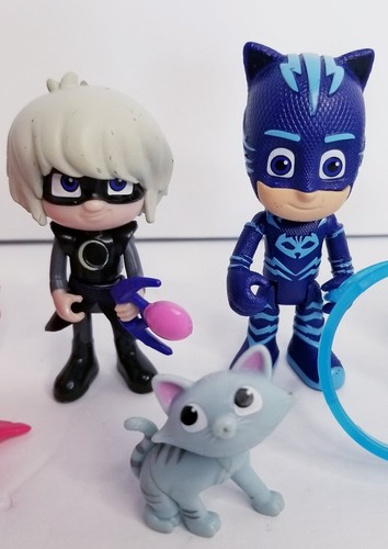 PJ Masks 4 Figures Owlette Luna Gekko Catboy & Pets Mr. Meow Birdie Lizardo 3" - Picture 3 of 7