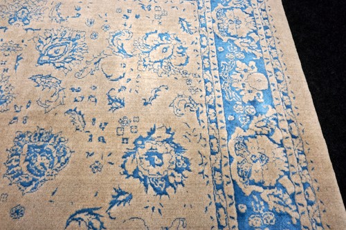 Orient Teppich Nain 237 x 174 cm Seide Modern Design Beige Blau Perserteppich - Bild 13 von 16