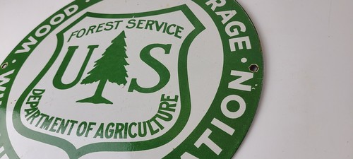 Vintage Forest Service Sign - Agricultural Outdoor Camp Gas Pump Porcelain Sign - Picture 8 of 14