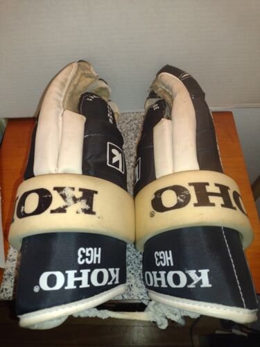 Vintage Koho Leather HG3 Black/White Hockey Gloves Size 12.5 Medium. Palms Good - Picture 2 of 9