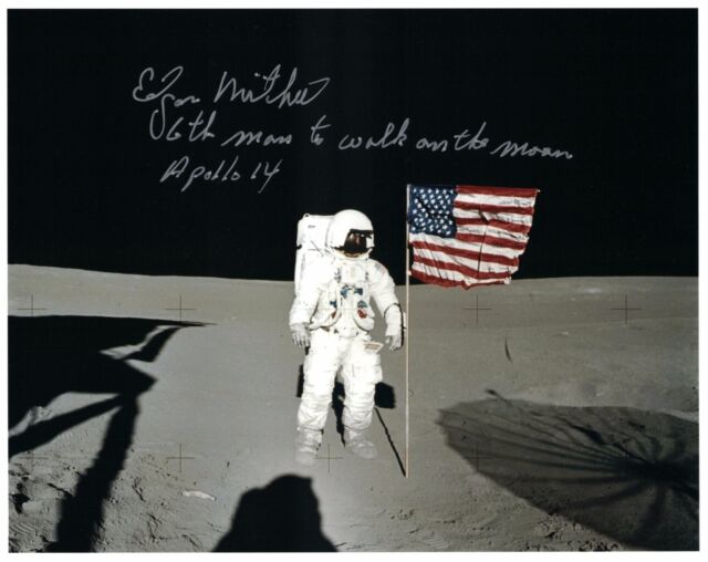 NASA Edgar Mitchell Apollo 14 Signed Lunar Surface Photo NASA Edgar Mitchell Apollo 14 Signed Lunar Surface Photo