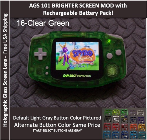 Game Boy Advance GBA System AGS101 retroilluminato mod-schermo in vetro-con batt ricaricabile - Foto 21 di 25