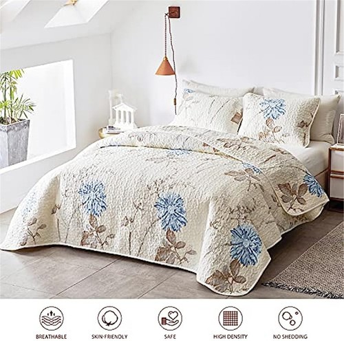 Soft Floral Bedspread Set Quilted Coverlet Queen King Size Bedding Pillowcase AU - Picture 57 of 130