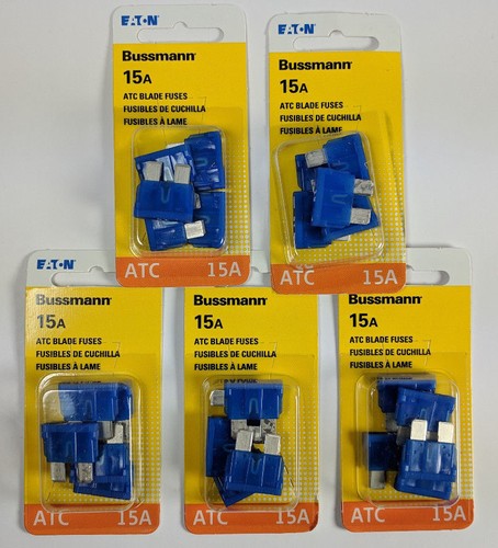 25X Bussmann BP/ATC-15-RP Azul 15A Hoja Fusible 5X Paquete de 5 - Imagen 1 de 2