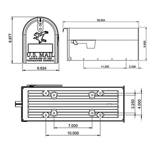 Gibraltar E1100WAM Elite Mailbox, 800 cu-in Cap, Galvanized Steel, Powder-Coated - Picture 3 of 3