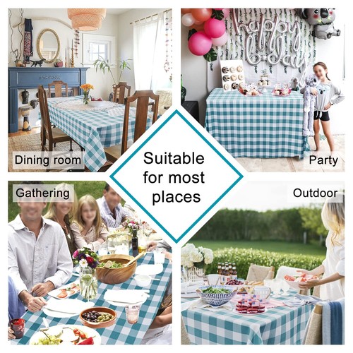 Checkered Tablecloth Rectangle 70 x 140 Inch - Waterproof and Wrinkle Resista... - Picture 2 of 6