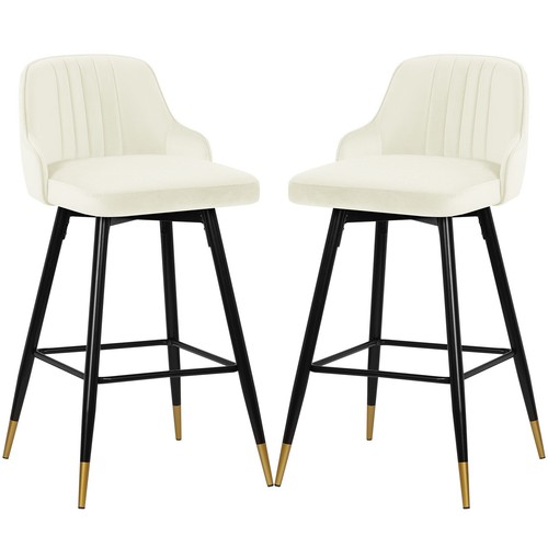 2/4x Velvet Bar Stools Swivel Breakfast Chair Kitchen Cafe Pub Chair w/Metal Leg - Picture 2 of 73