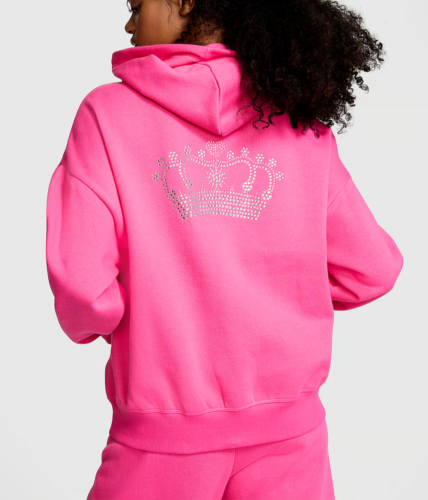 XS VICTORIA SECRET PINK Limited Edition Ivy Fleece Campus Bling Full Zip Hoodie