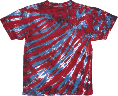 The Black Dog EST. 1971 Youth Red White Blue Tie Dye T Shirt Size L 12-14 - Picture 2 of 7