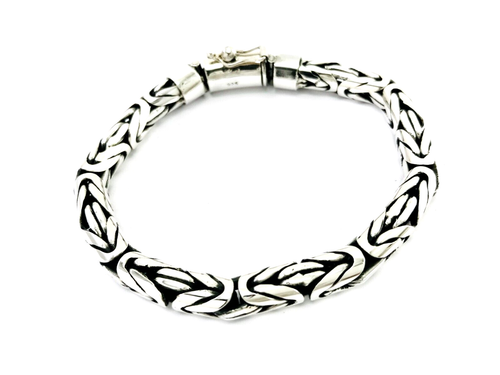 925 Sterling Silber 6 mm Bali / Byzantiner Kette Armband. 6,3"/16 cm, 40 Gramm - Bild 1 von 10