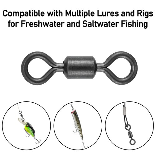 50-Pack Fishing Swivels Barrel Swivels Fishing Tackle Rolling Swivel Freshwat... - Picture 7 of 7