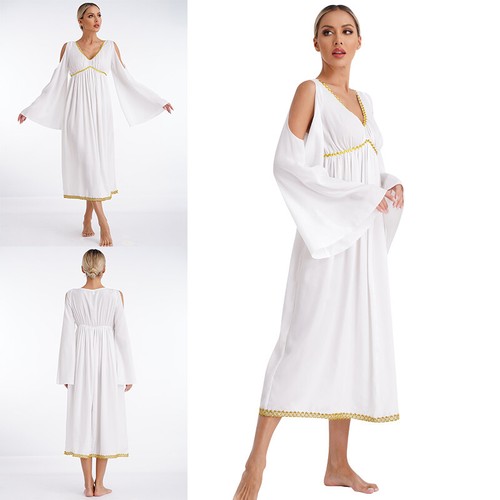 Womens Dress Adult Role Play Naivete Costumes Christmas Waved Trim Flowy Fairy - Bild 3 von 19