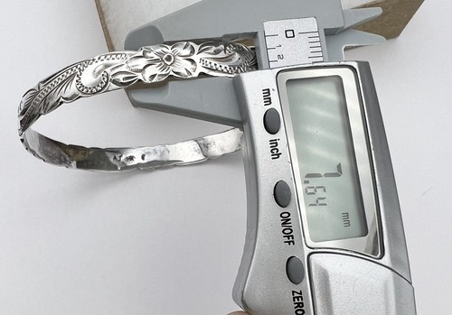 Bracciale floreale hawaiano firmato AJ argento sterling 7,75" - Foto 3 di 5